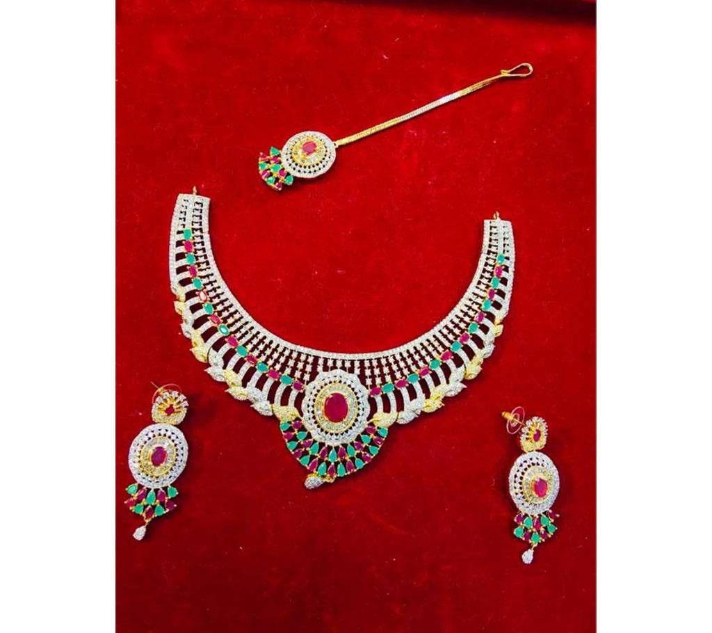 Silver Plated Stone Setting Jewelry Set