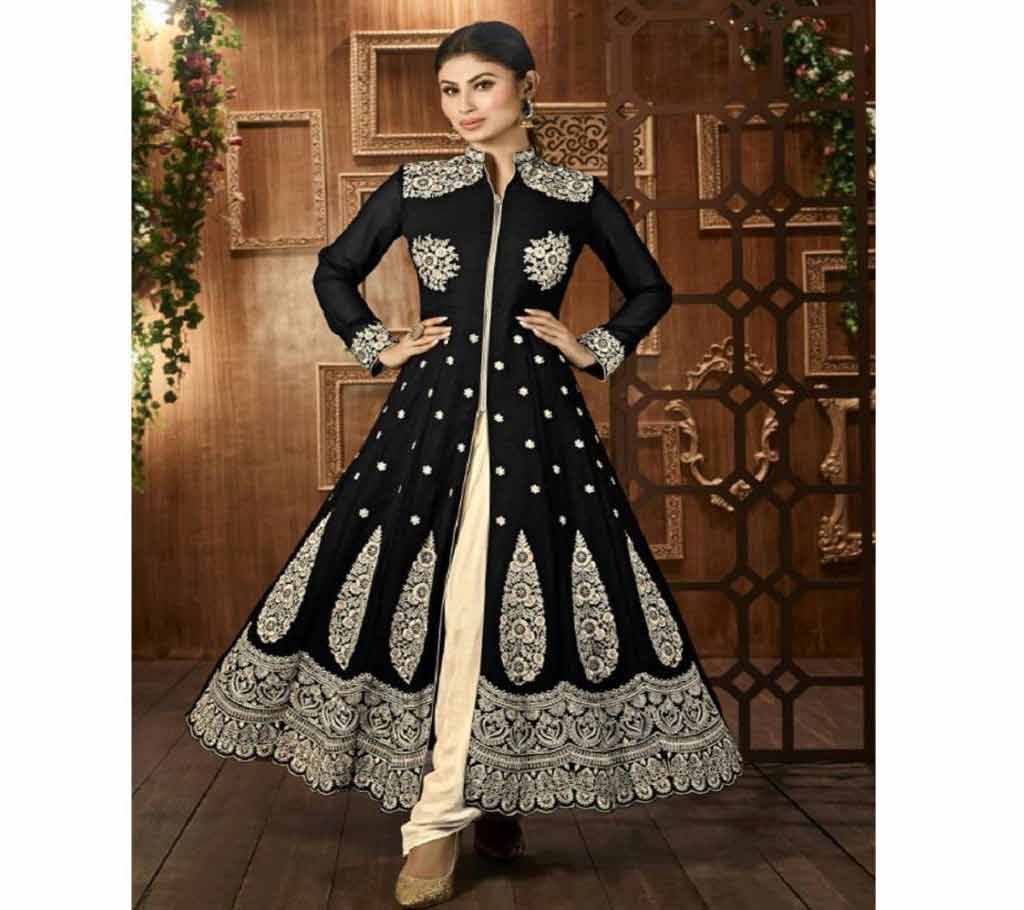 mouni roy BLACK AND CREAM EMBROIDERED ANARKALI