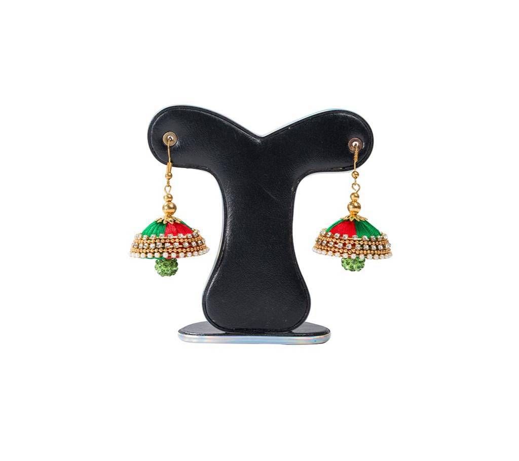 Red & Green  Color Silk Earring