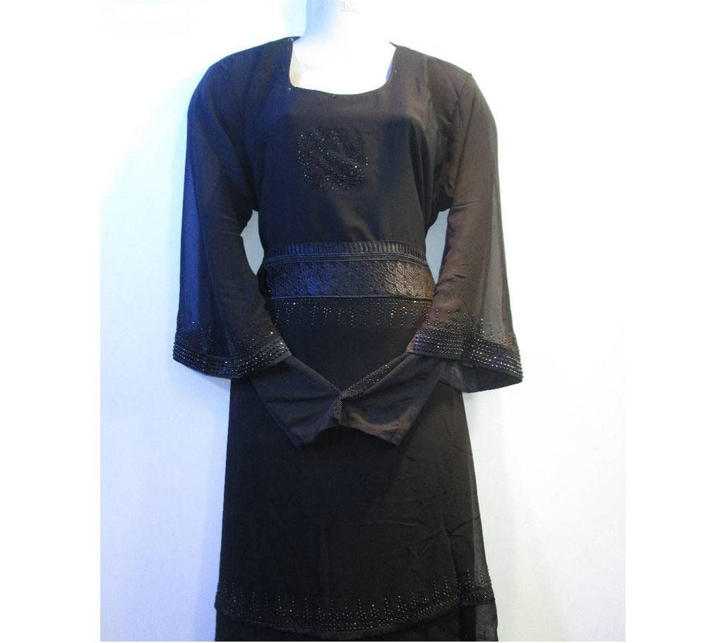 Ladies Lace Four Piping Black Borka