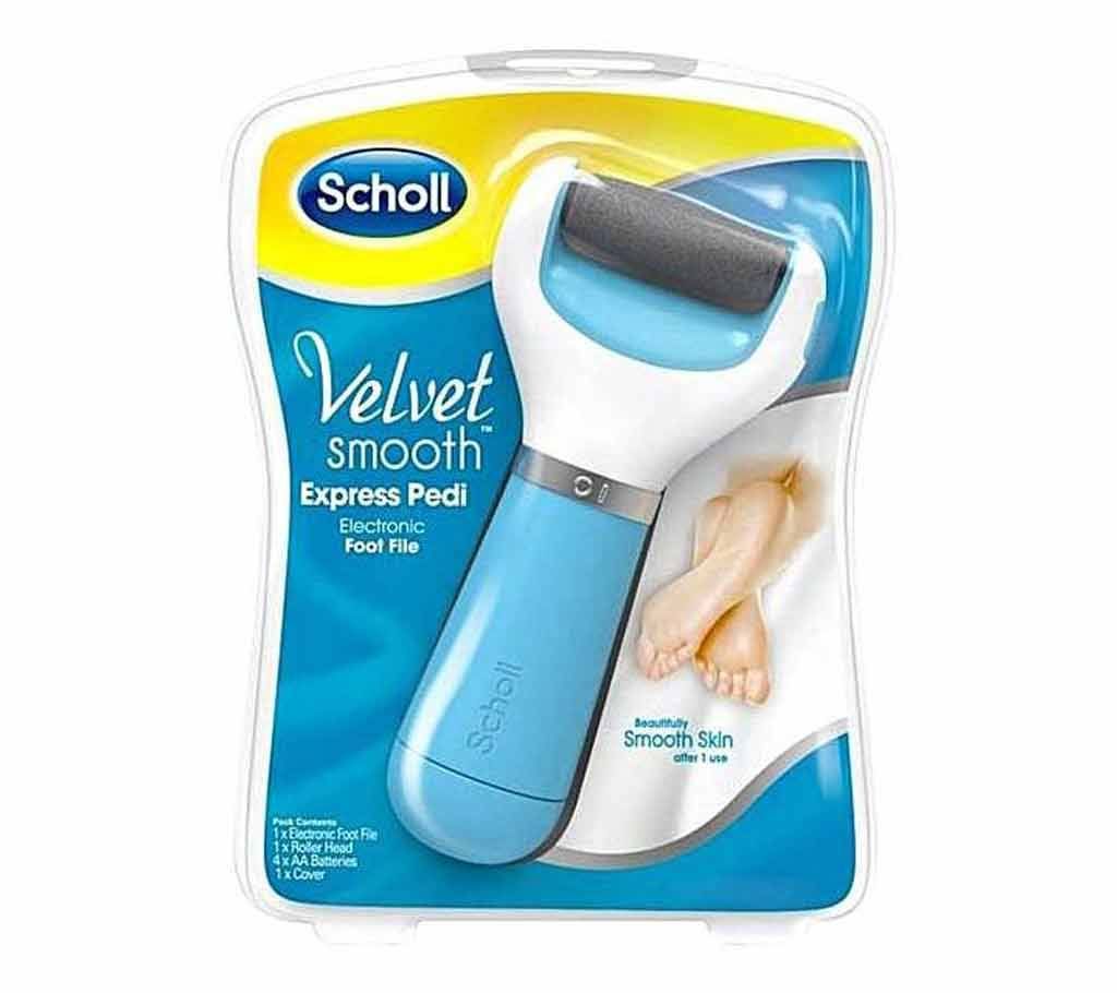 Scholl Velvet Electronic Foot File - White & Blue