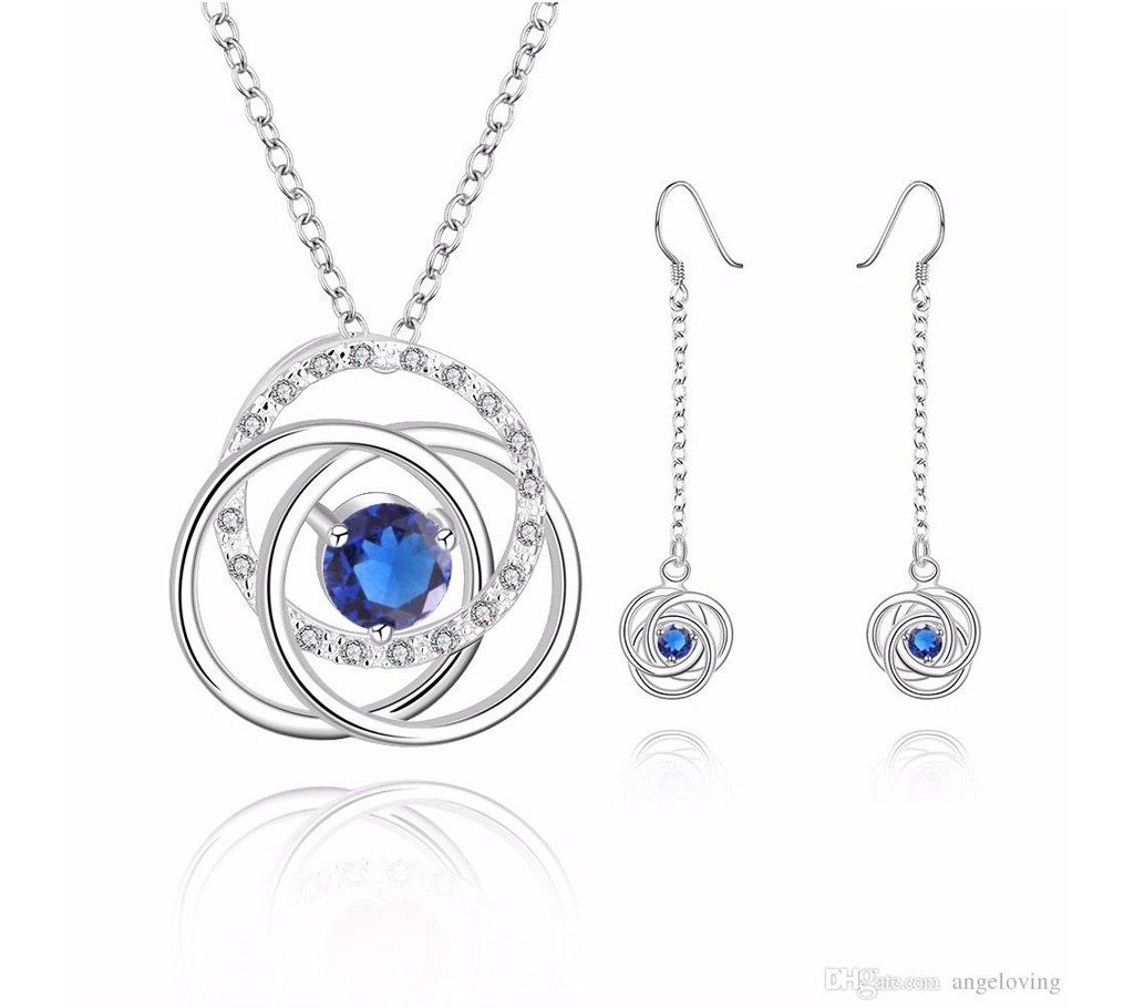 Alloy stone setting Pendant set