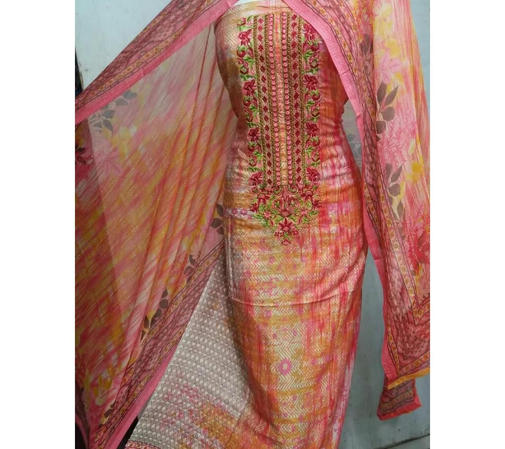 embroidery un stitched cotton salwar kameez 