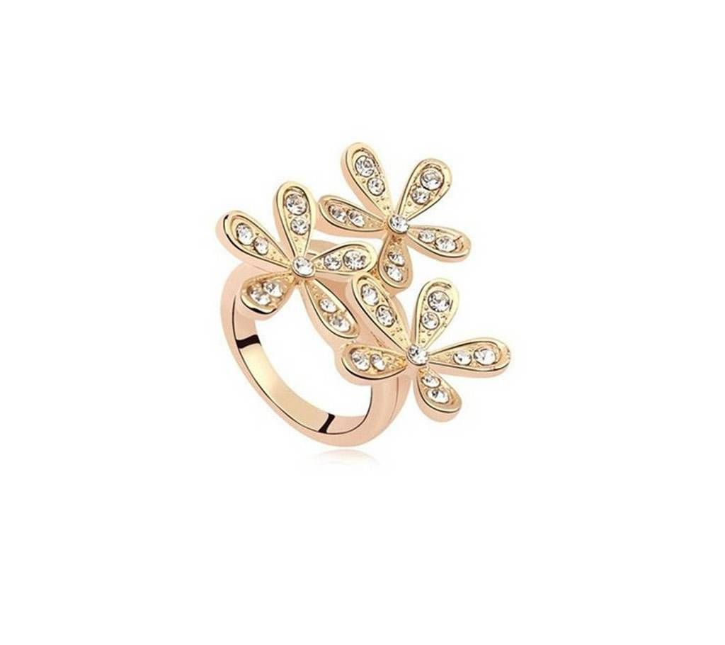 Flowery Fire five leaves grass Flower crystal Finger Ring