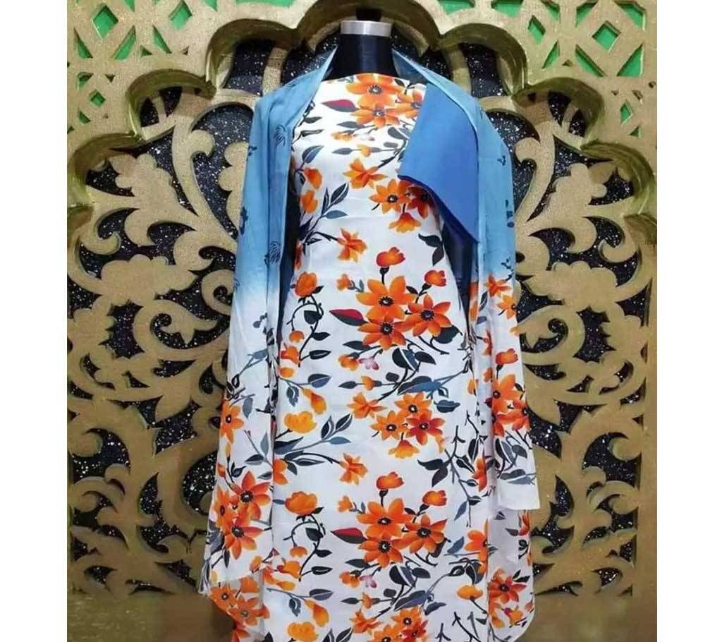 unstiched skin printed cotton salwar kameez seblock-713