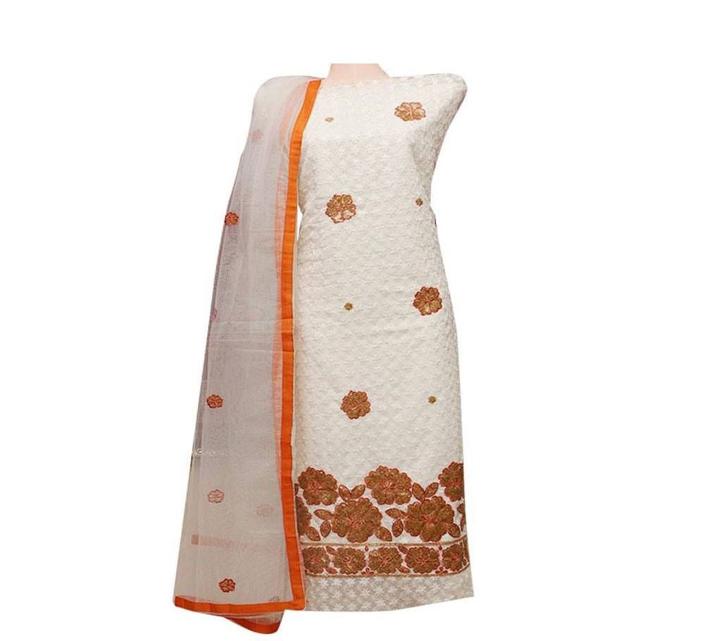 Unstitched Net Fabric Ladies 4pcs Dress Dress Copy 