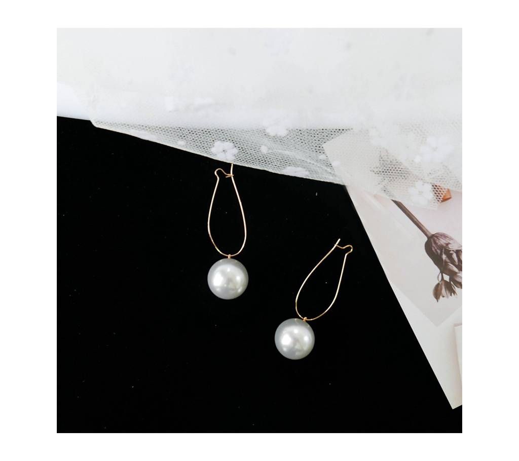 silver color pearl fishhook earrings for women Long temperament