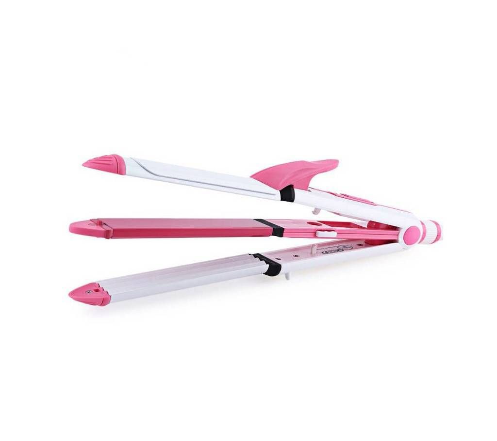 KM-1213 3 in 1 hair strightner and colour