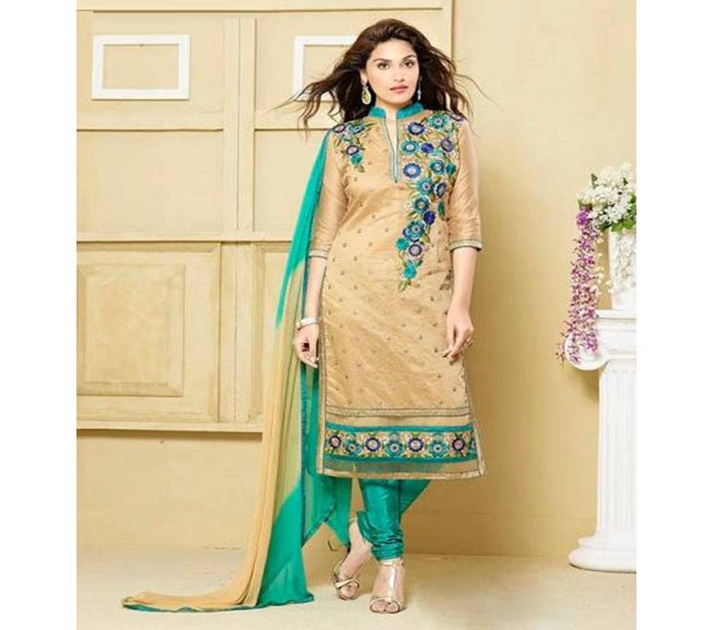 Unstitched block printed Rajdhani voyel cotton Salwar Kameez St block-8038