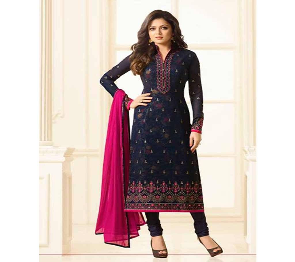 un-stitched Navy Blue Georgette Embroidery salwar kameez nitya d-no-2401