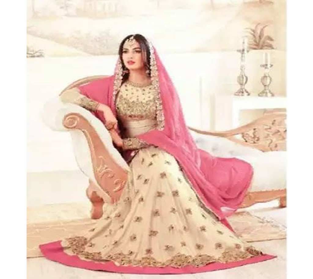Unstitched Georgette Embroidery Gown Set (Replica)