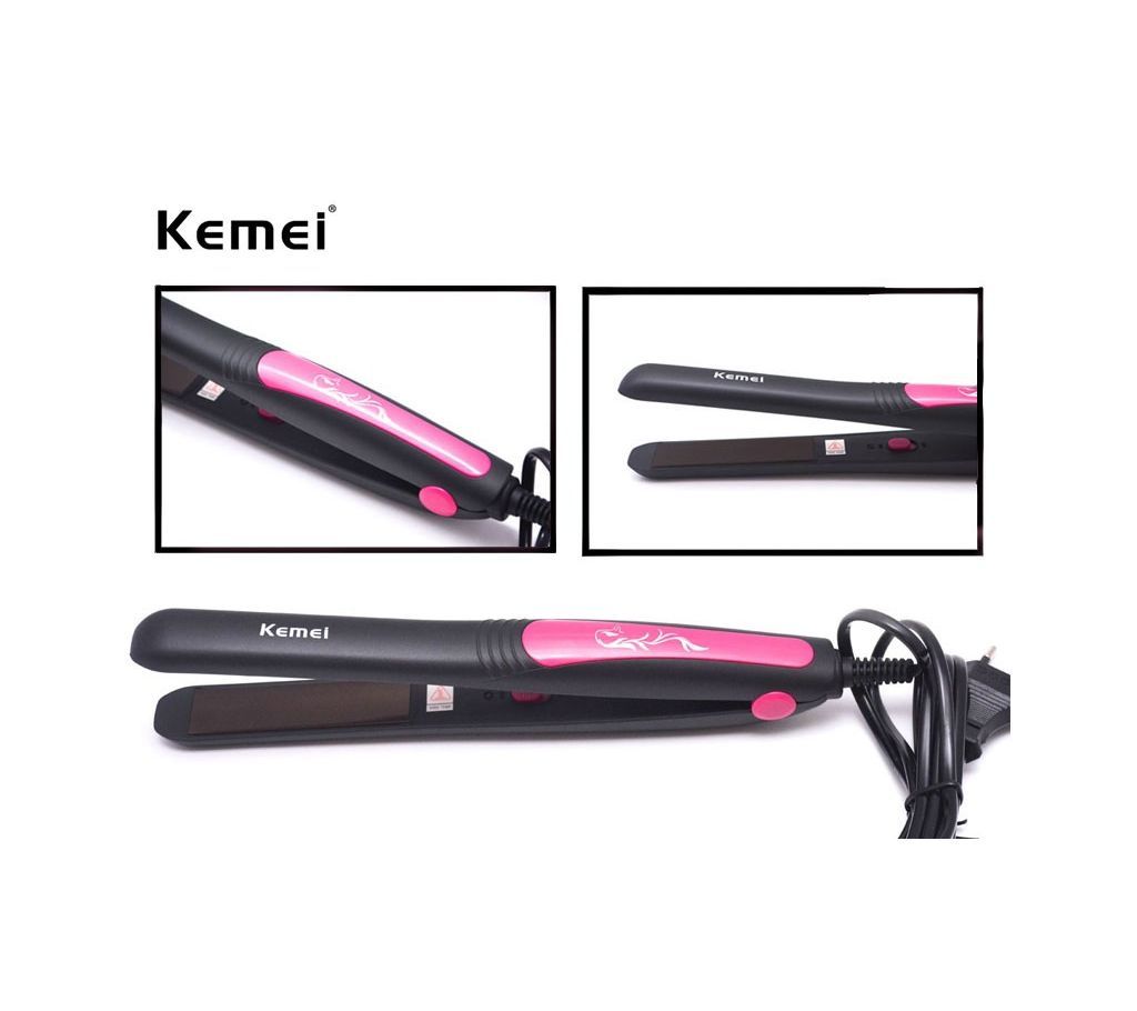Kemei KM-328 Professional Hair Straighter Black and Pink