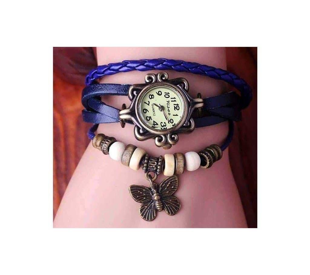 Artificial Leather Analog Watch for Women - Blue