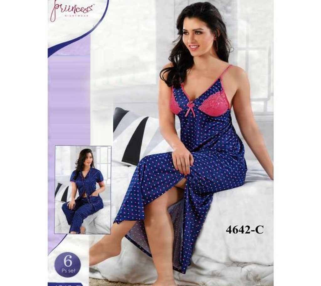 Fashionable Six Part Night Dress-4642 C