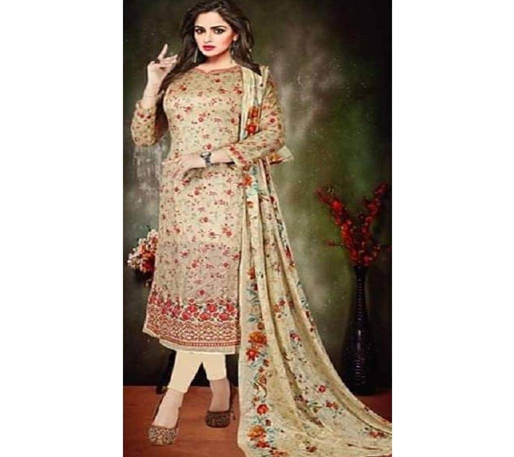 Semi-Stitched Lawn Cotton Embroidery Three Pisces