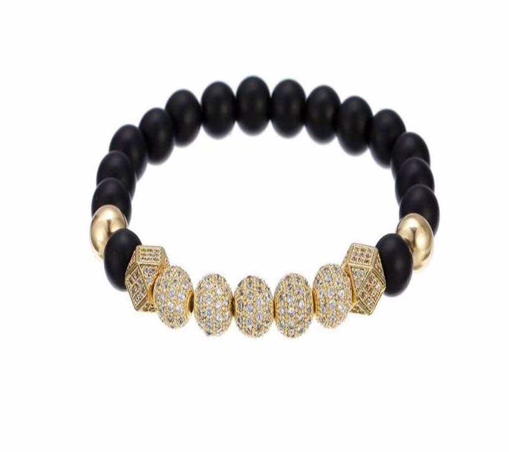 ElasticNatural Black Matting Copper Beads Bracelet For women