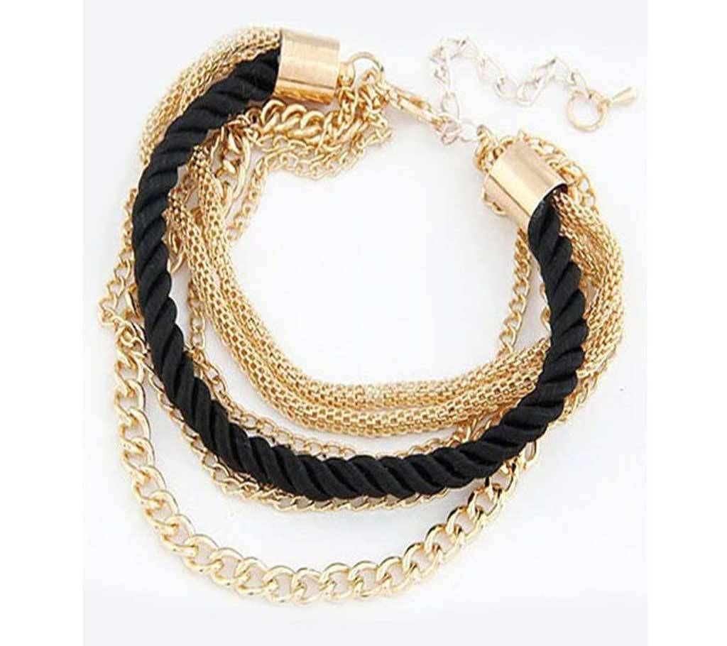 Multilayer Bracelet Exaggerated Gold Black