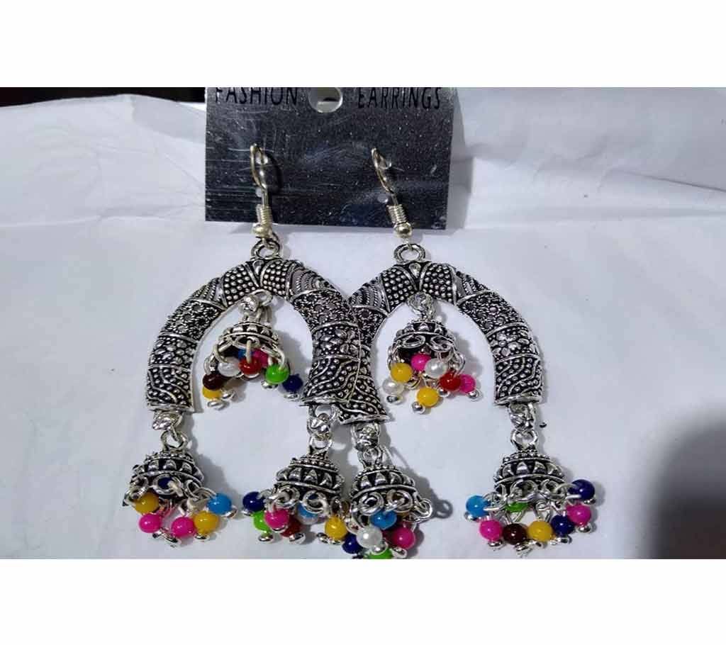 Jhumka Multi Color Moon Shape Earrings 
