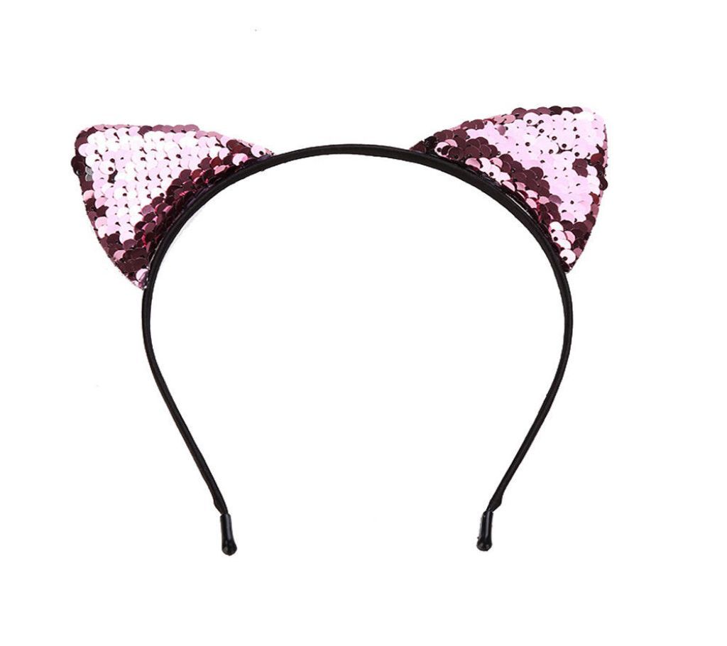 Women Sequin Cat Ear Head Chain Jewelry Piece Hair Band Holiday Headband