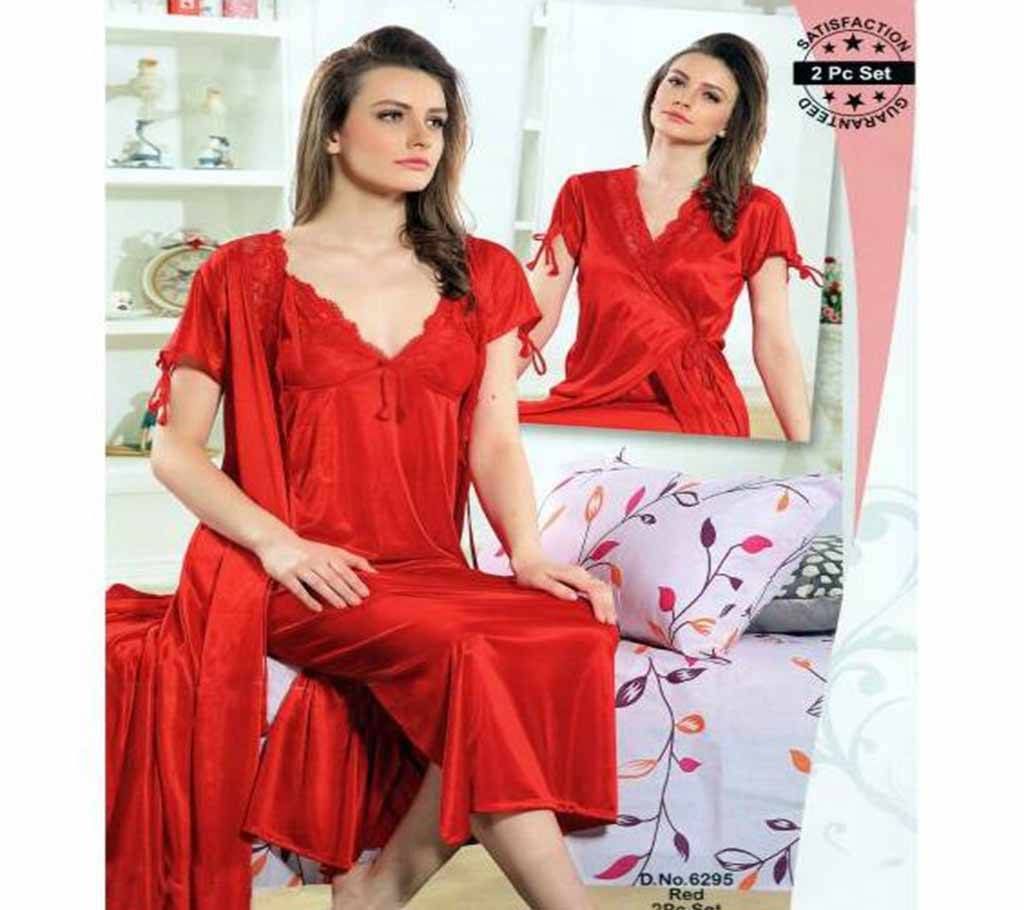Fashionable Two Part Nighty-6295 Red