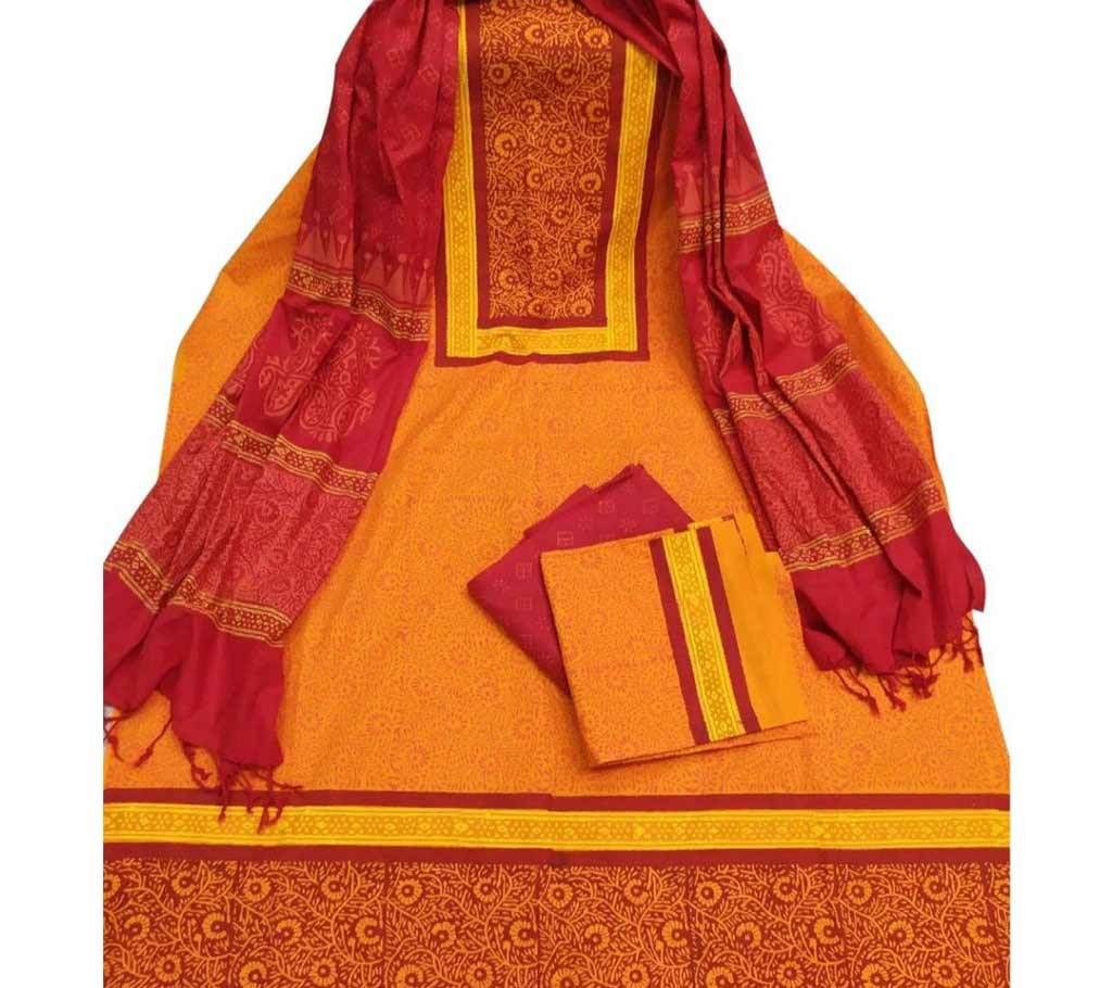 Unstitched Block Printed Cotton Salwar kameez fs-13