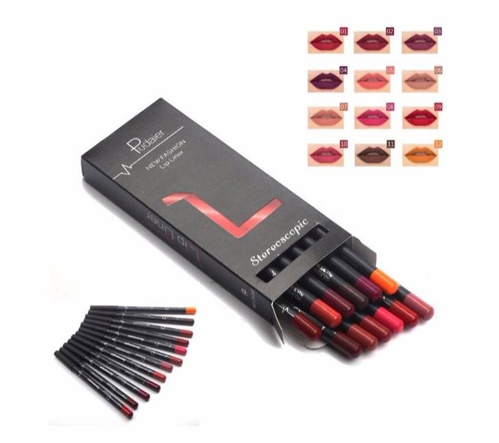 12pcs/set Pudaier Waterproof Long-lasting  Professional Lipliner Pencil 65g China