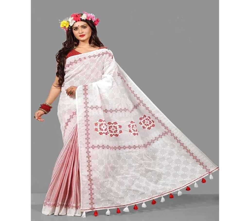 Cotton  Print Saree With Blouse Piece