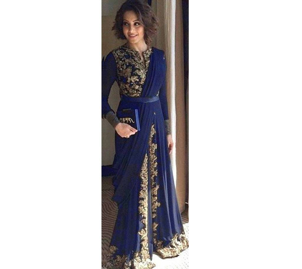 Semistiched anarkoli replica georgette three pc