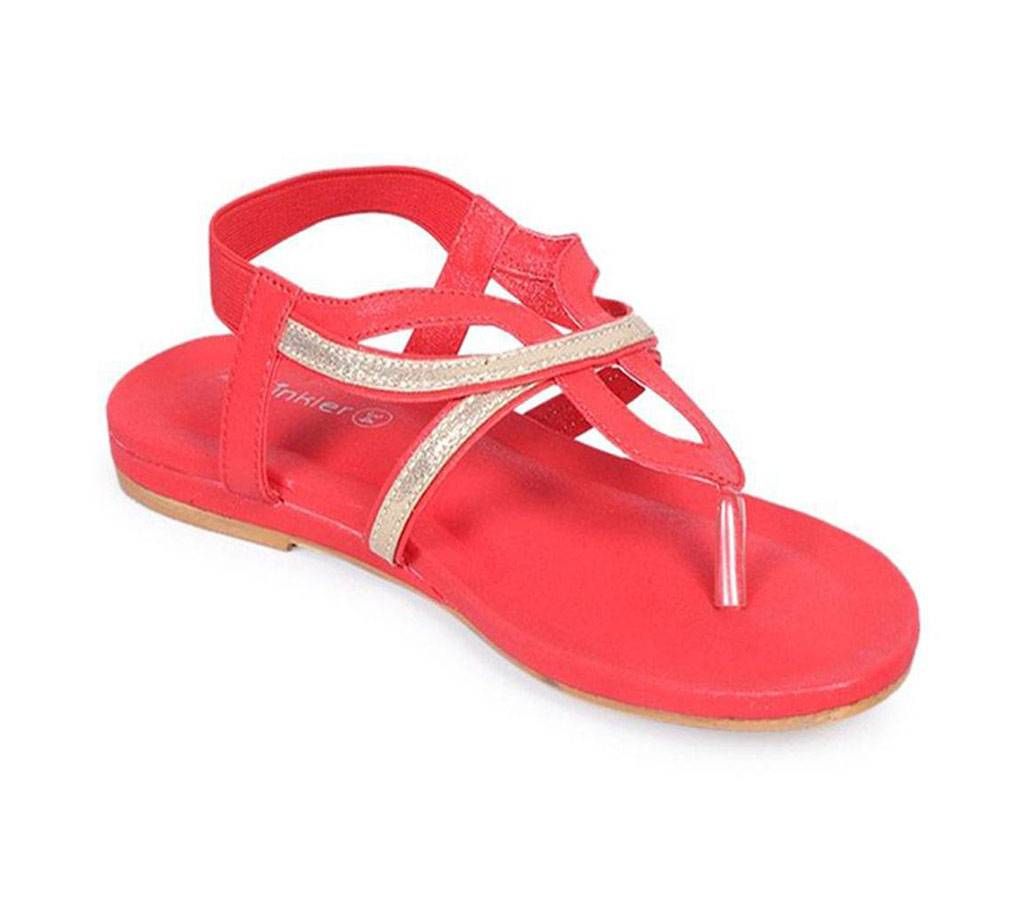 Twinkler Beige/Red Artificial Leather  Girl's Sandal 