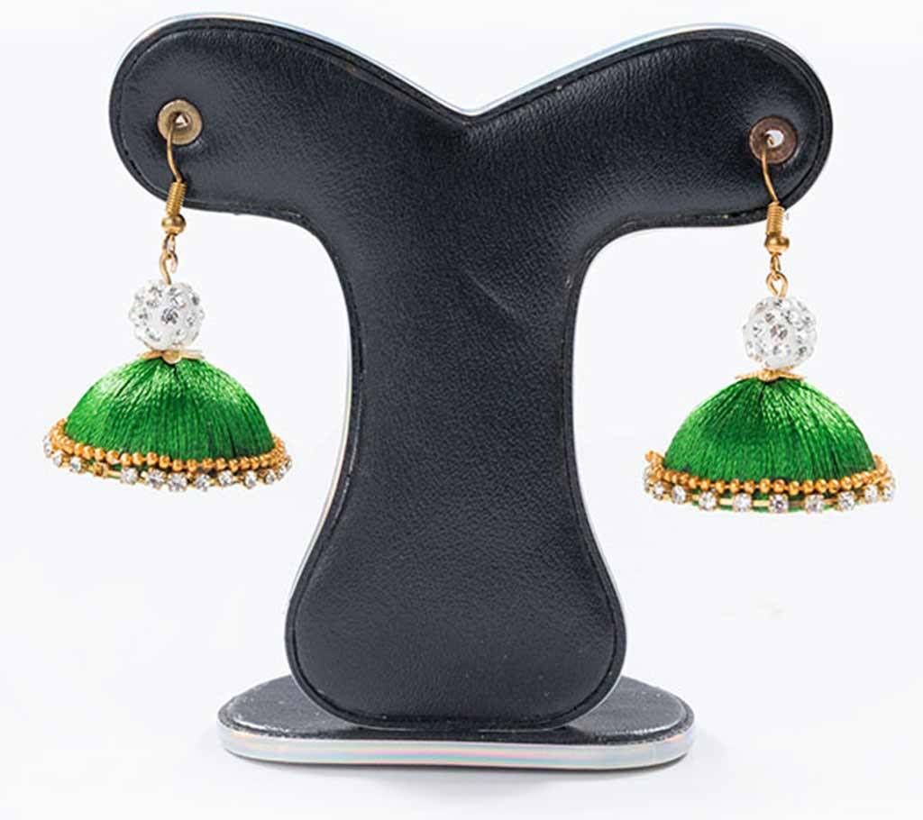 Green color Silk thread earring