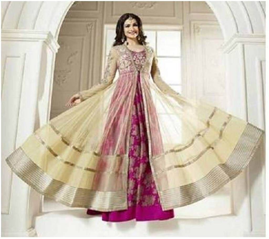 semi stitched Georgette replica long party suit-copy 