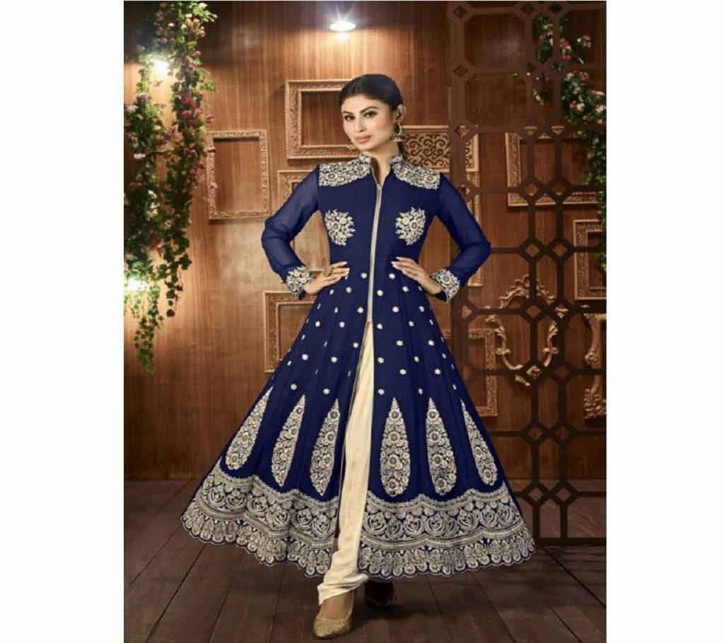 MOUNI ROY BLUE AND CREAM EMBROIDERED ANARKALI