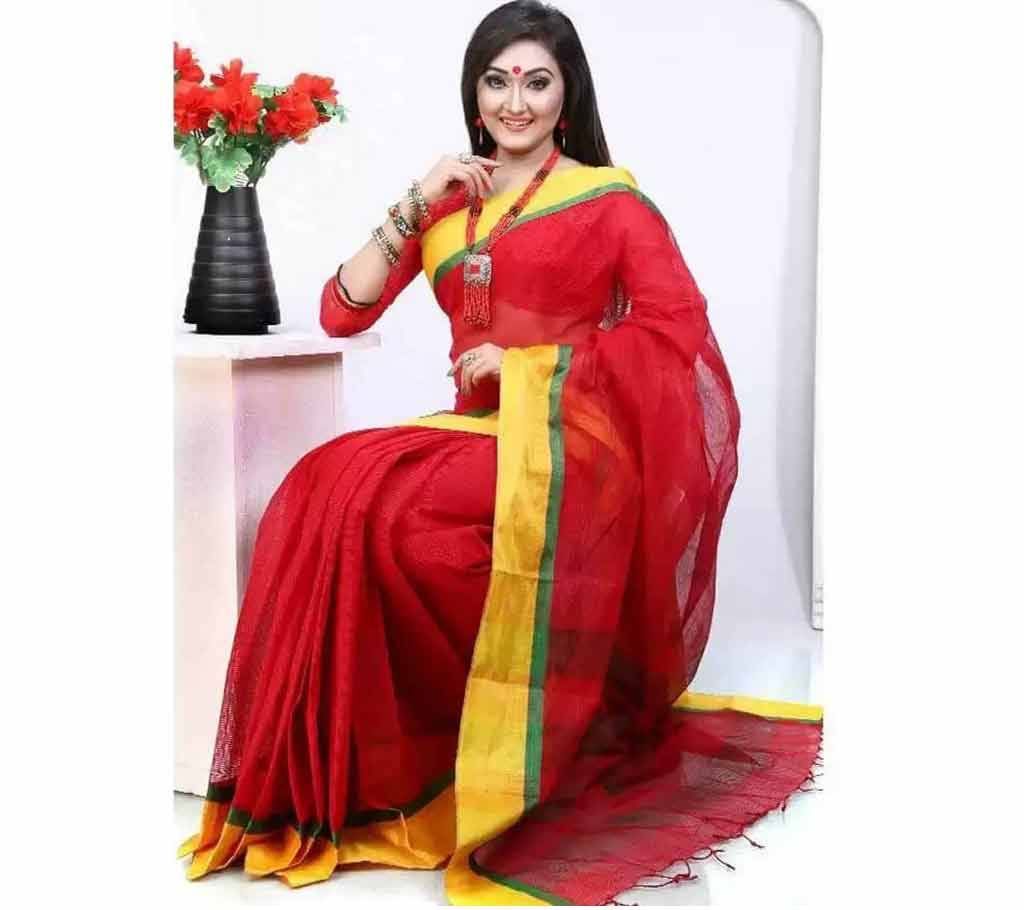 Red cotton sari