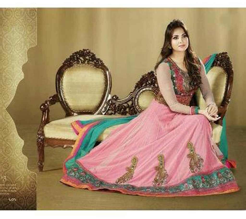 Semistitched Indian Georgette Embroidery Three pcs (Copy)
