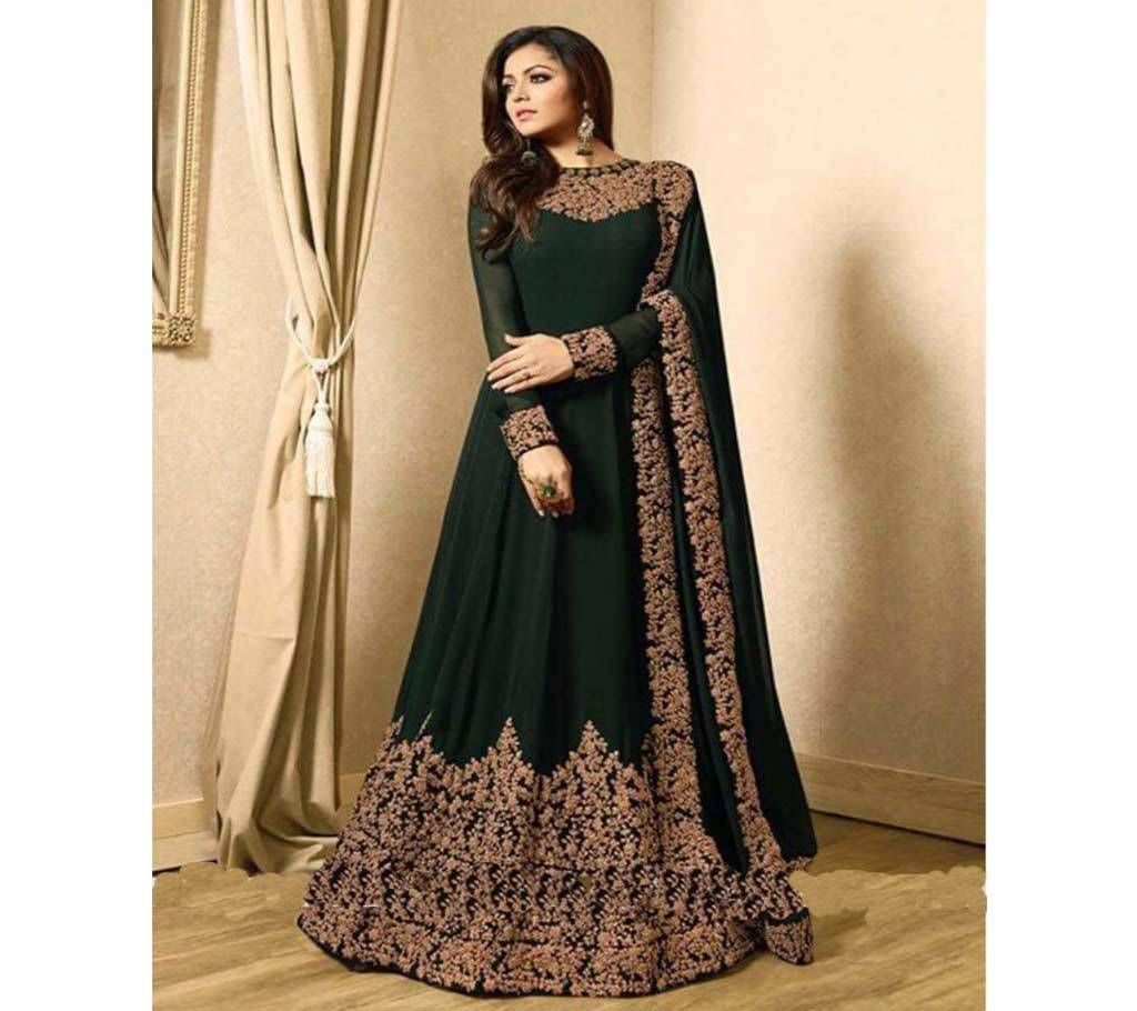 Bottle Green Georgette embroidery Gown for Women