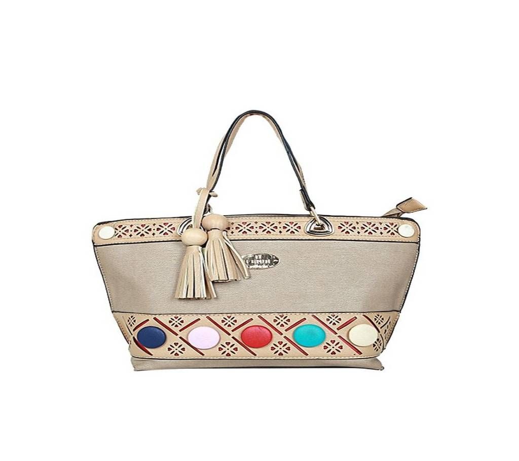 BEIGE ARTIFICIAL LATHER HAND BAG FOR WOMEN
