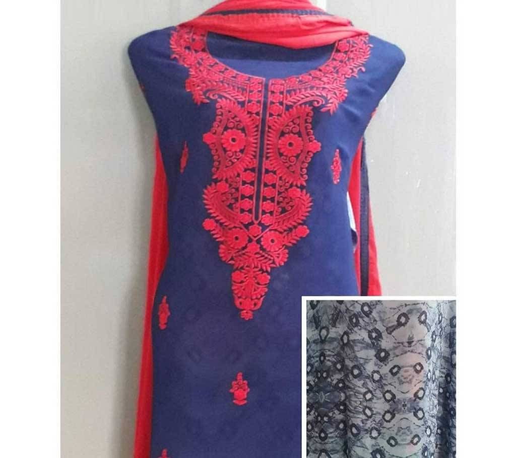Pakistani unstiched chiffon three piece 