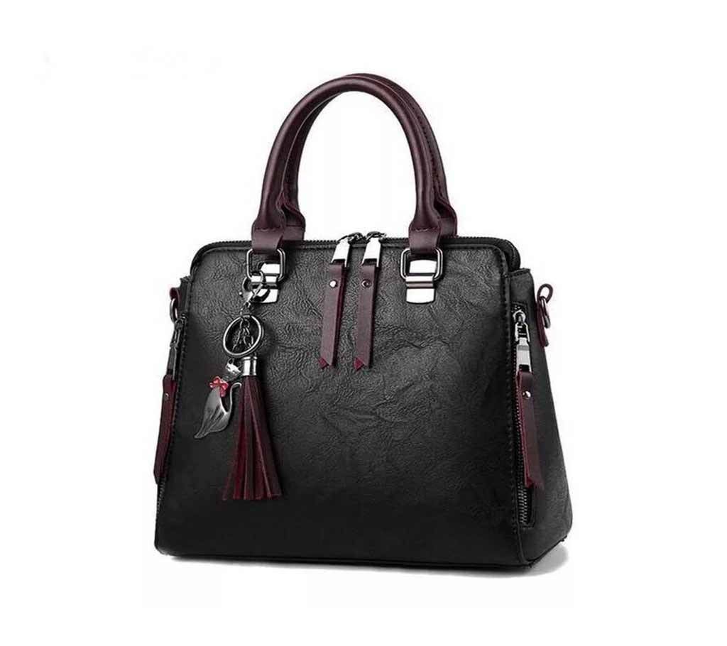 ladies PU leather handbag- black 