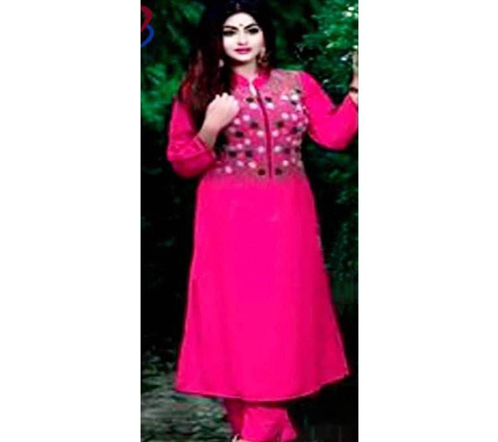 Unstitched Pink Georgette Shalwar Kameez For Women