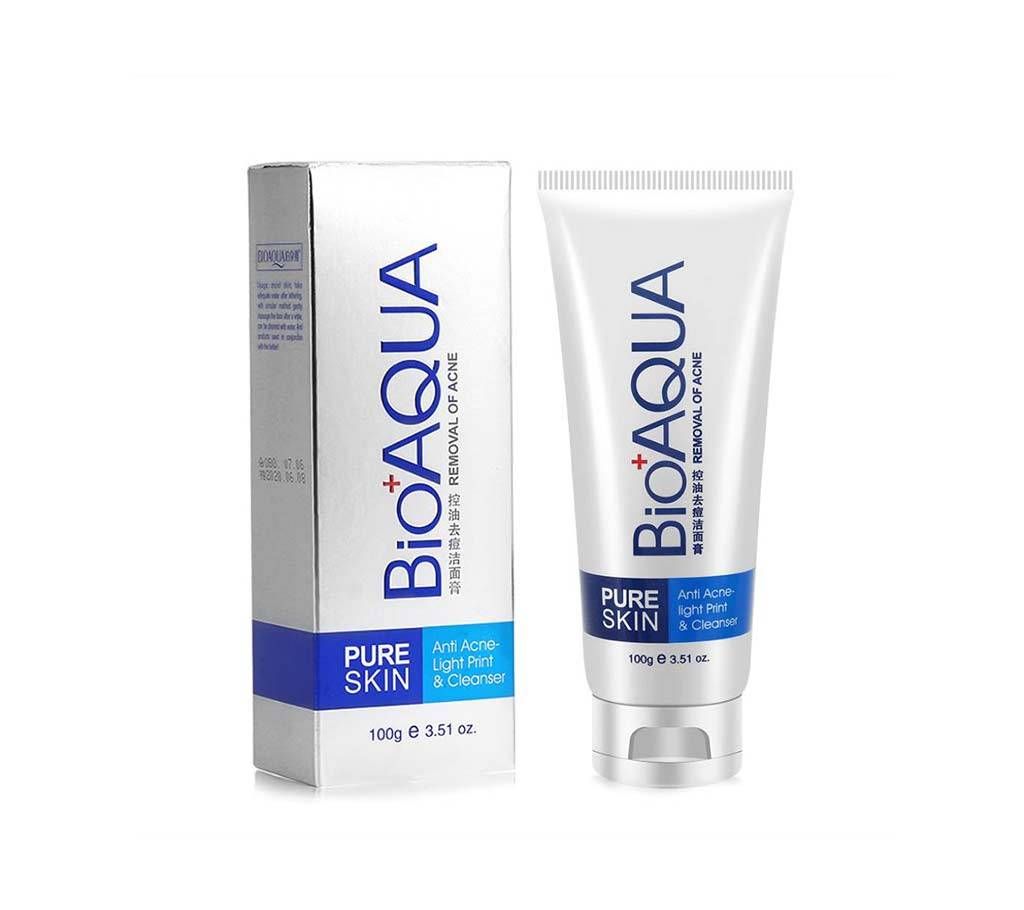 Bioaqua Pure Skin Anti Acne Light Print and Cleaner - 100gm Korea