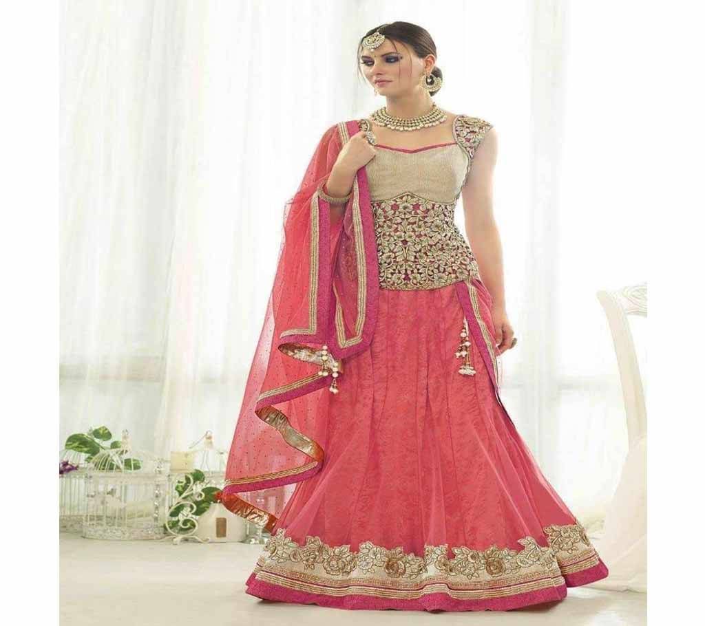 Light Pink Semi-Stitched Georgette Gown For Women copy
