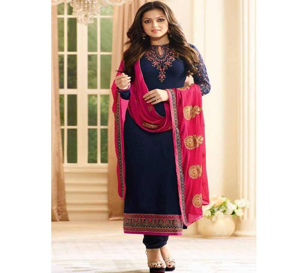 navy blue un-stitched georgette with embroidery salwar kameez