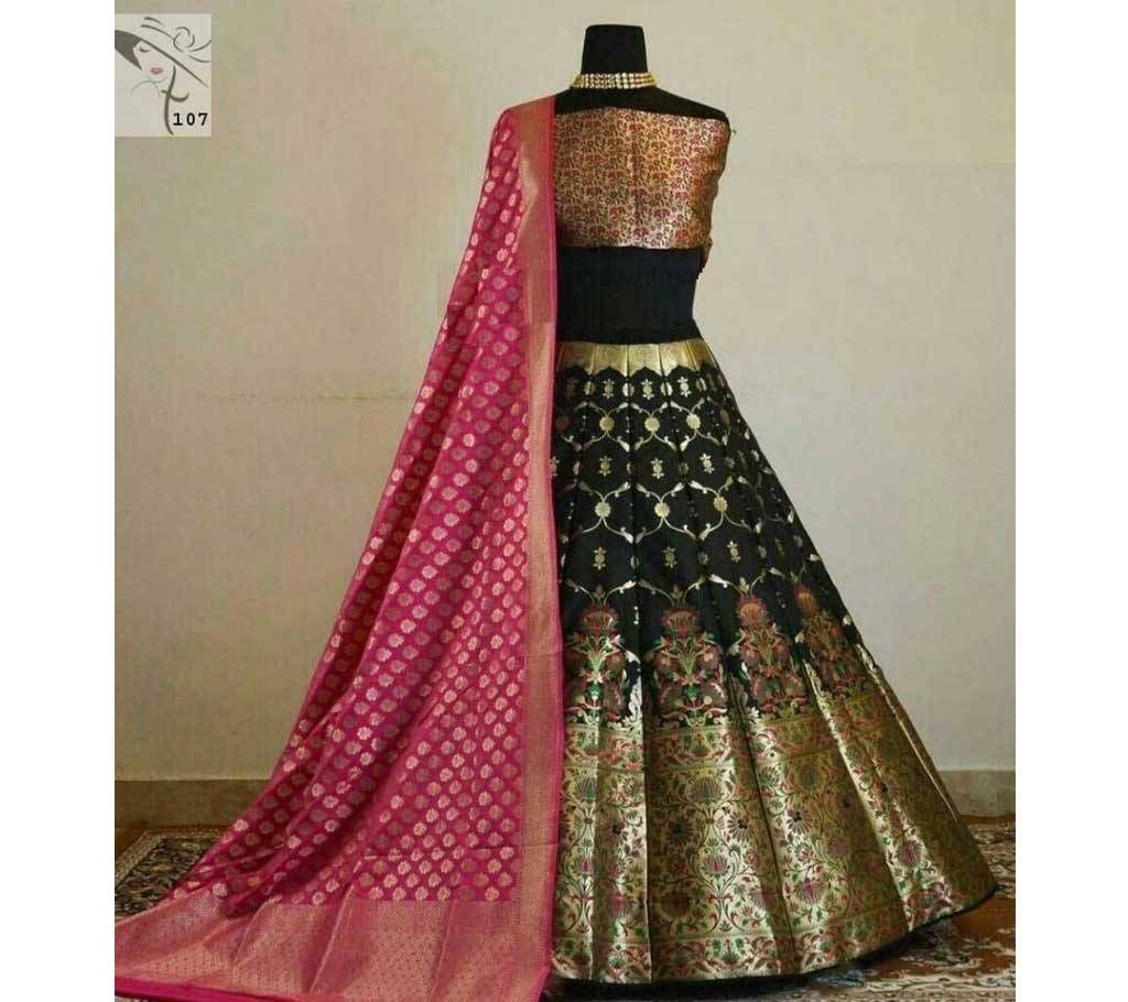 Semi Stitch Indian Brocade Lehenga (Pre Orders Items)
