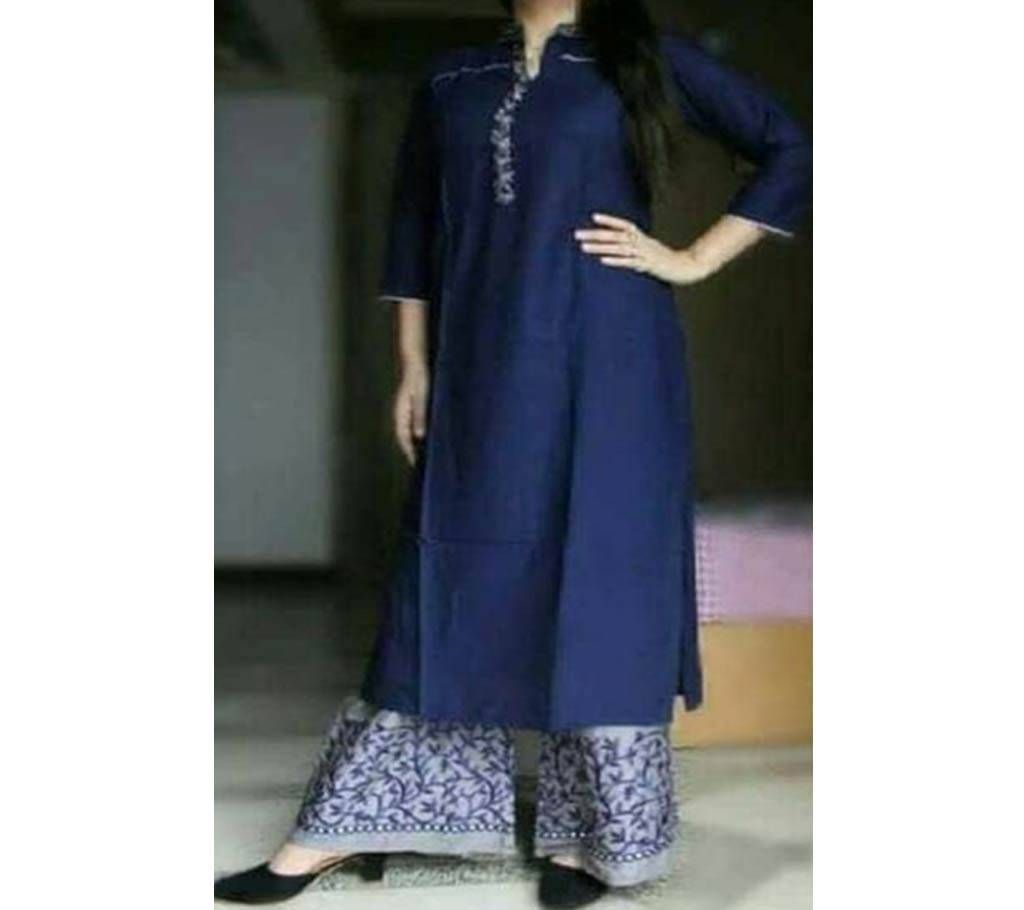 Semi Stitched cotton Kurti With Palazzo 