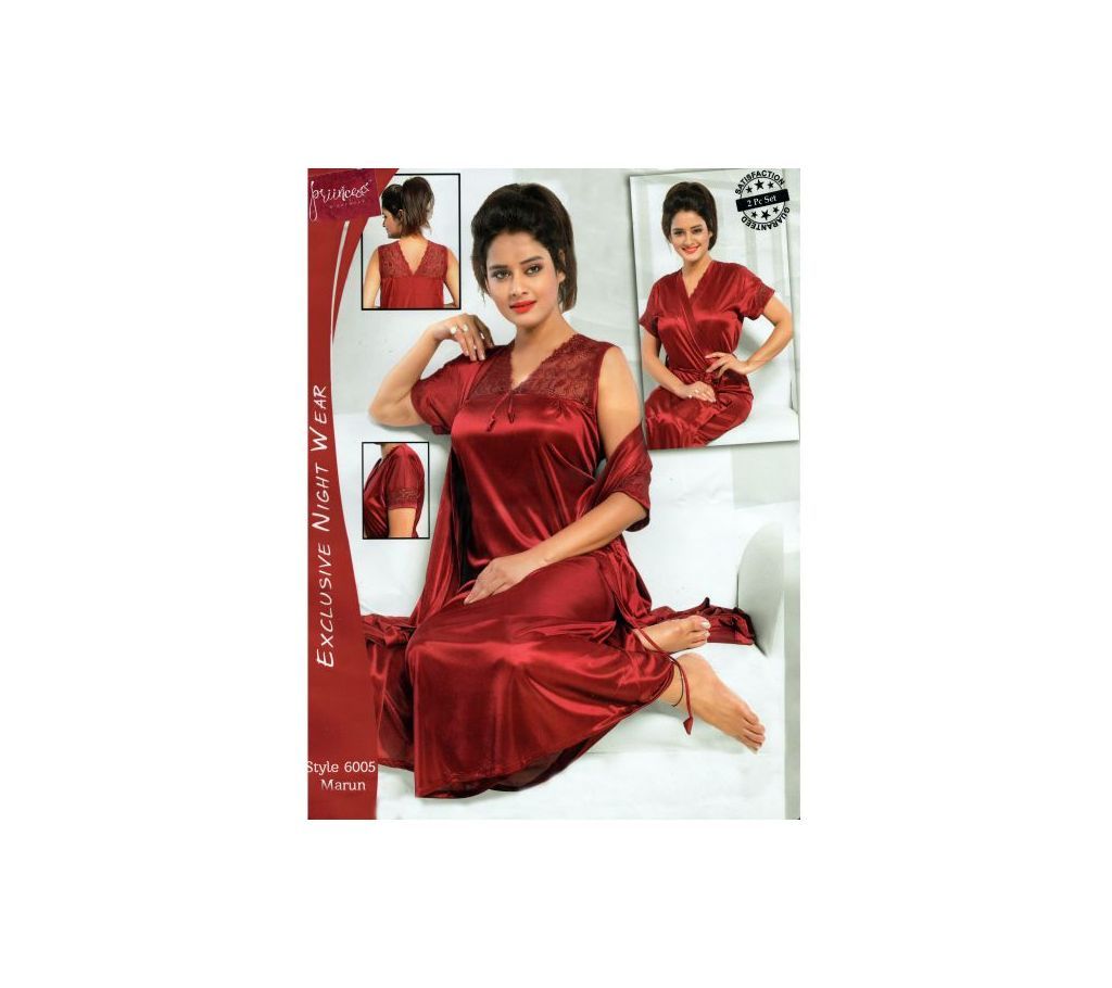 Fashionable Two Part Nighty-6005 Marun