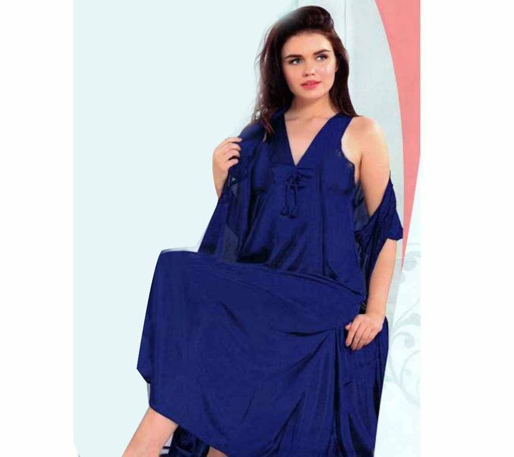 Fashionable Two Part Nighty-6364 R Blue