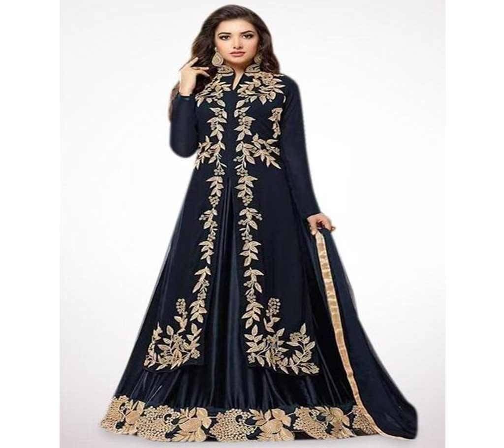 Unstiched Black Georgette Gown For Women