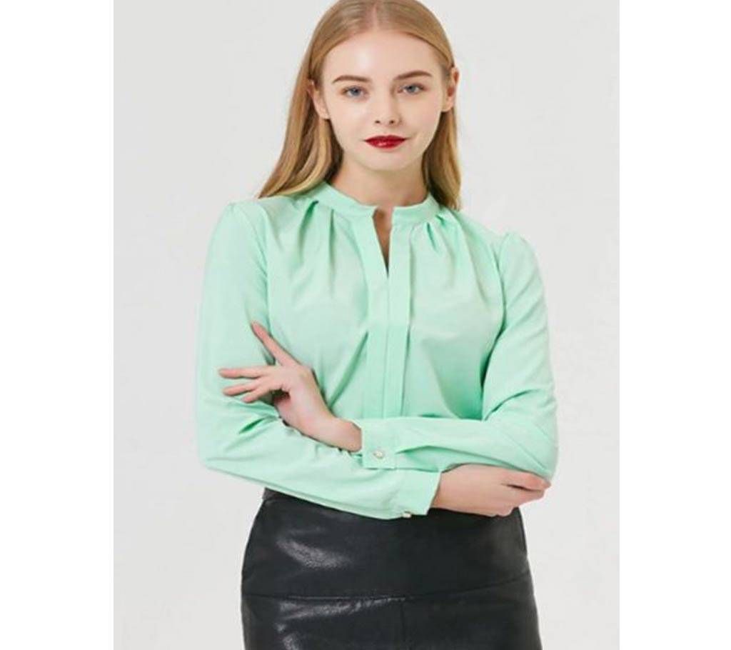 Loose-Fit Casual Base Long Sleeve Fold-down Collar Shirt For Women