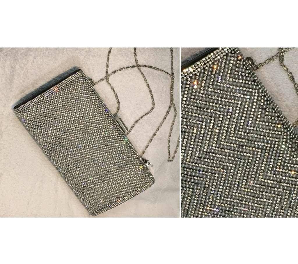 BW Pearl Stone Shining Stylish Clutch Bag For Women