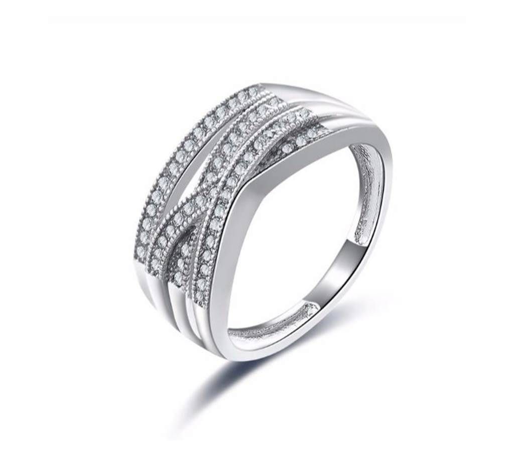 Simple Cubic Zircon Silver Shiny Color Rings For Women
